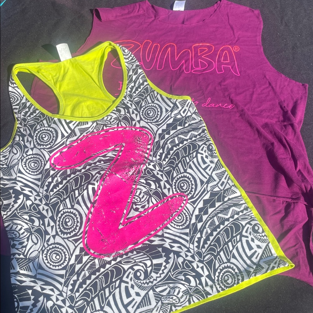 Zumba Fitness Neon Yellow and Pink Women's Tops